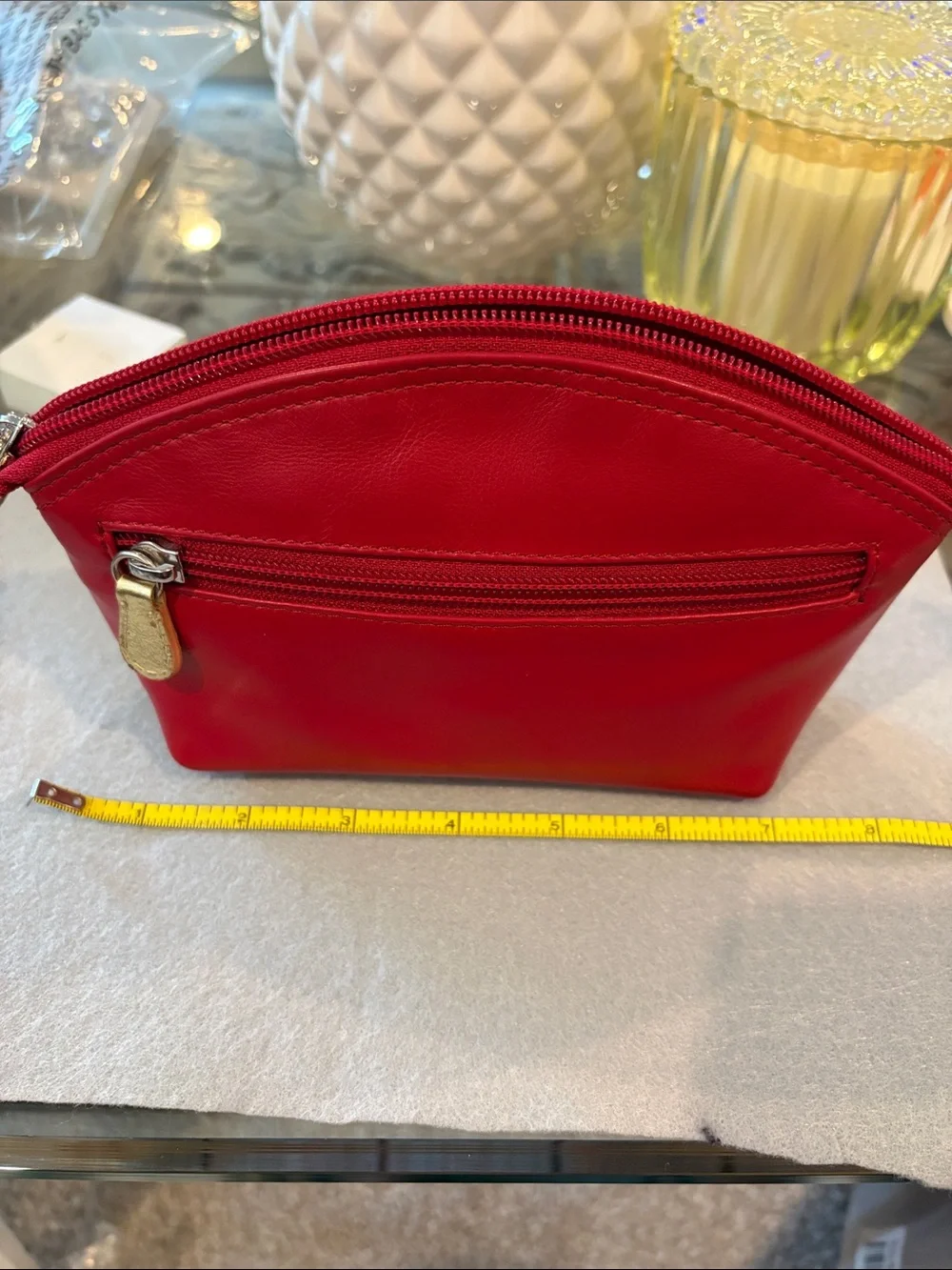 Red Pouch with Gold Lip Accent